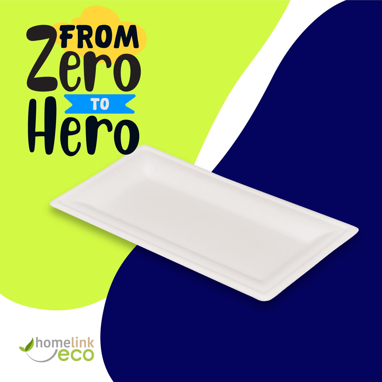 10"x 5" Rectangle Bagasse Plate