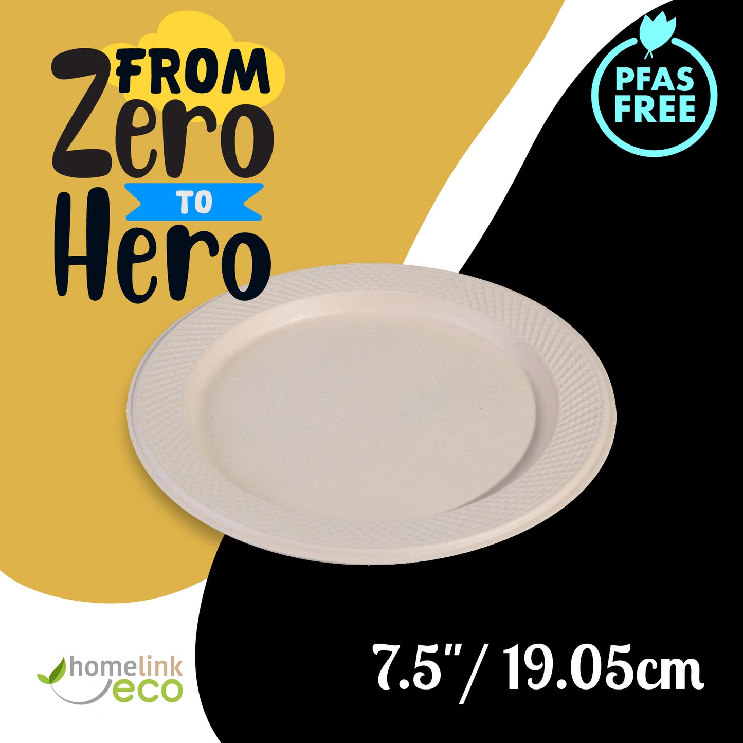 7.5"/19.05cm LUX Round Bagasse Plates