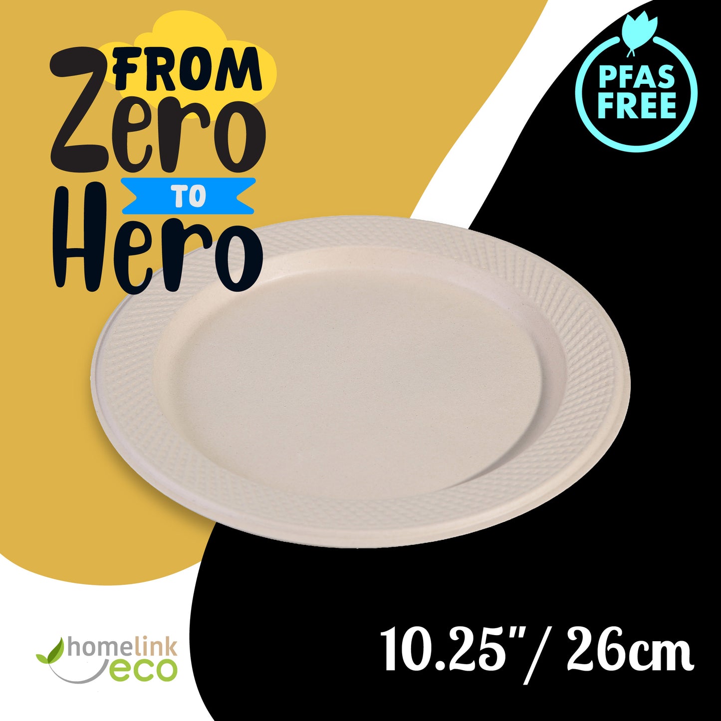 10.25"/ 26cm LUX Round Bagasse Plate