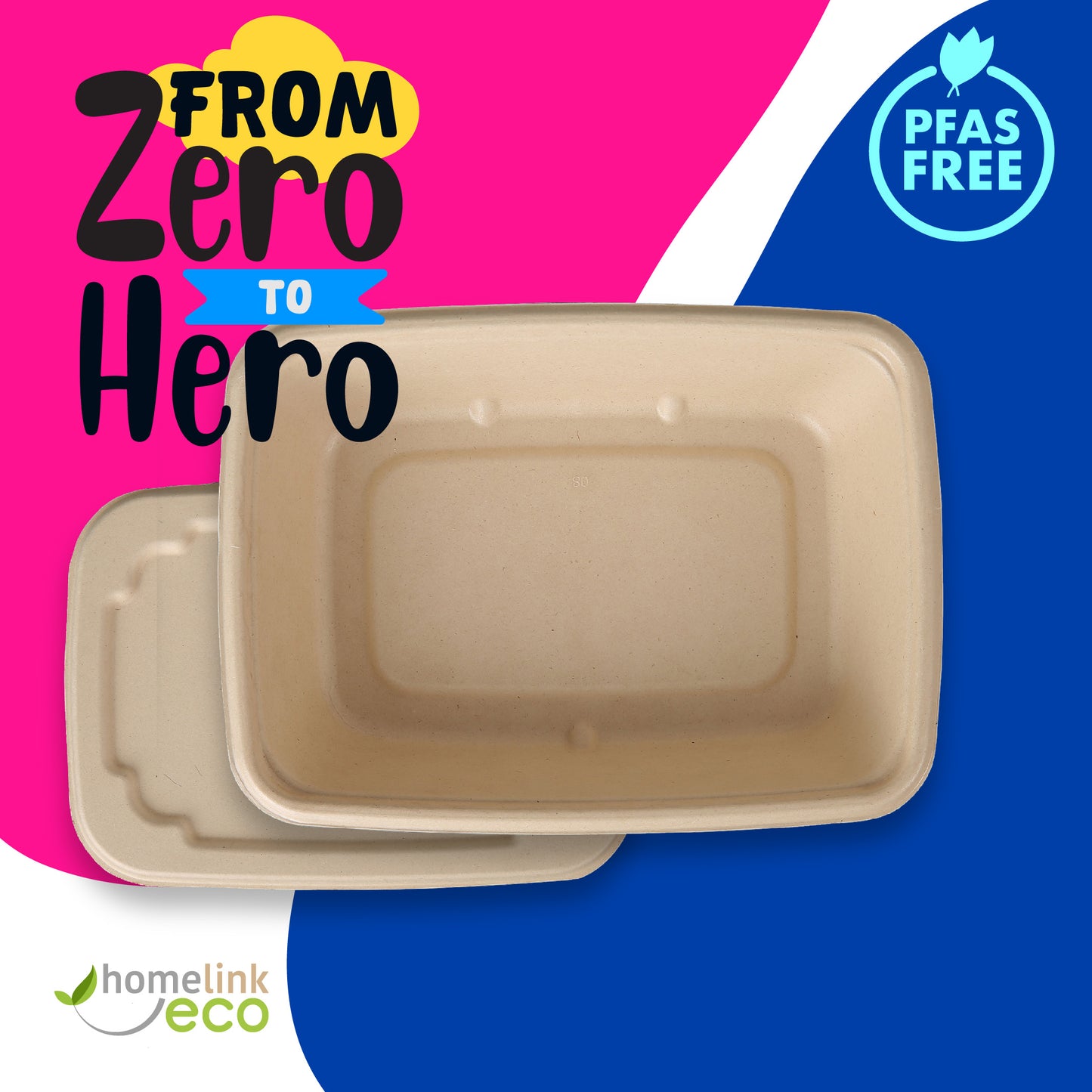 27oz/ 800ml Bagasse Square Container