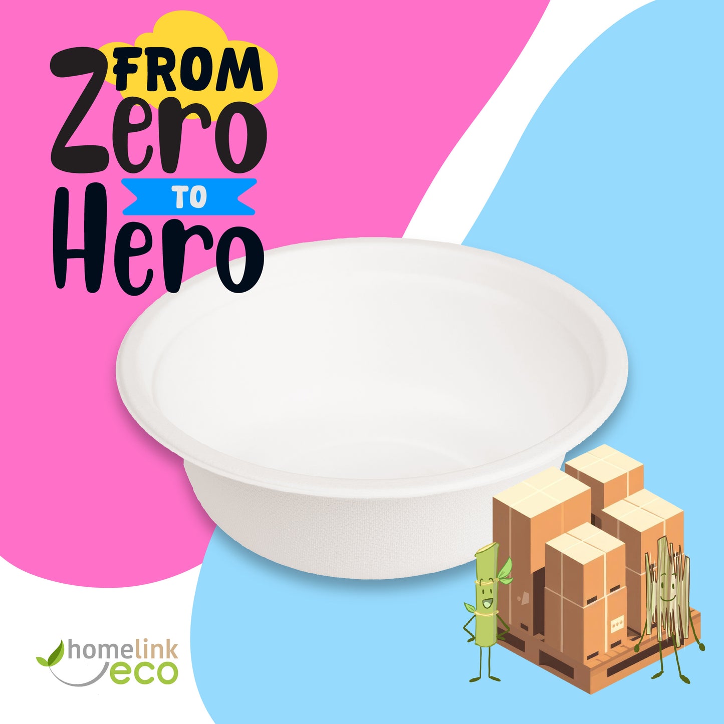 34oz/ 1000ml Bagasse Bowl(w802)