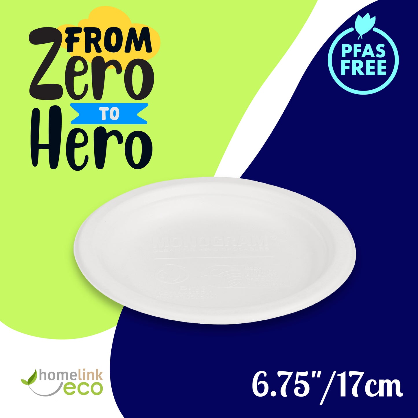 6.75" /  17cm Round Bagasse Plate