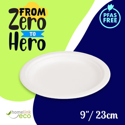 9"/ 23cm Round Bagasse Plates