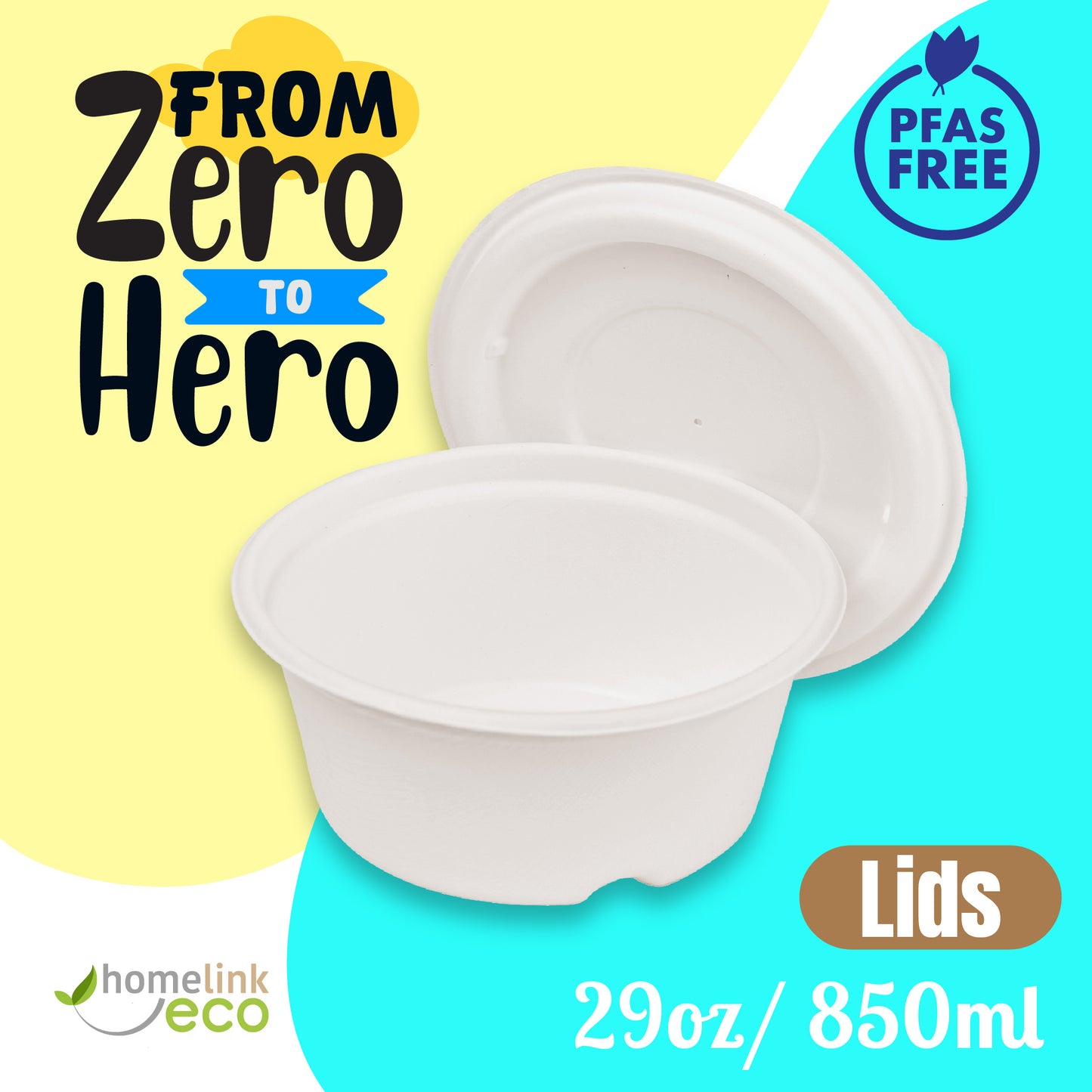 Lids for 29oz /  850ml Bagasse Bowl