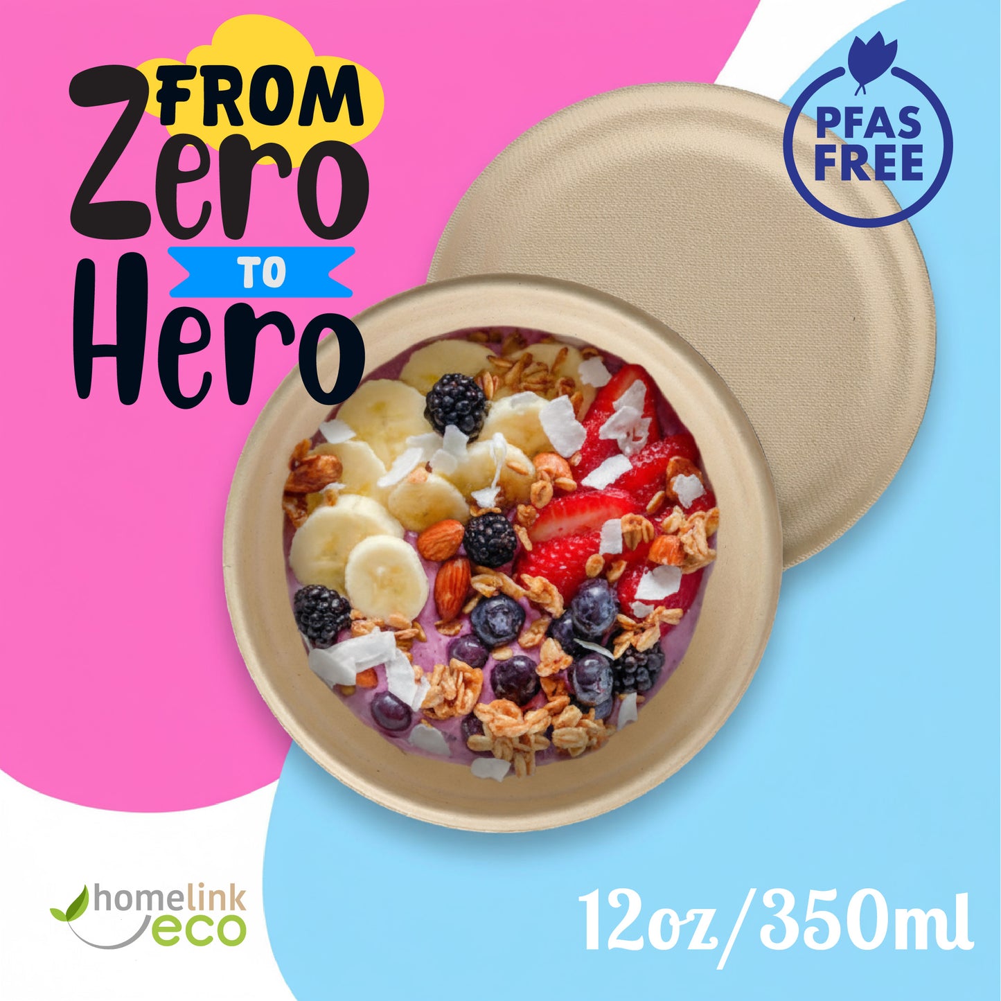 12oz/350ml Bagasse Bowl H