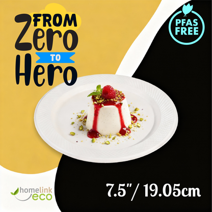 7.5" / 19.05cm LUX Round Bagasse Plates
