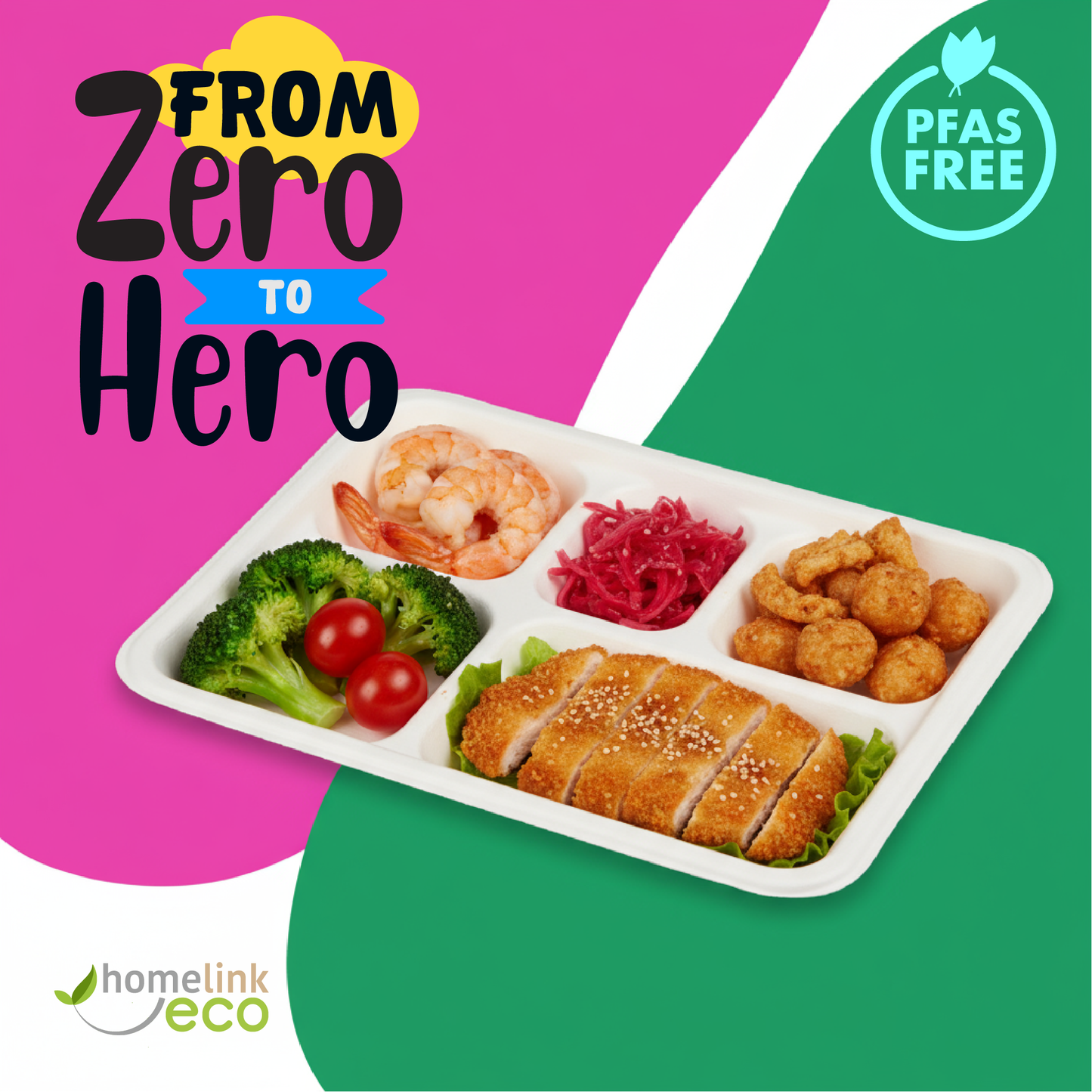 10" x 8" 5-Compartment Tray