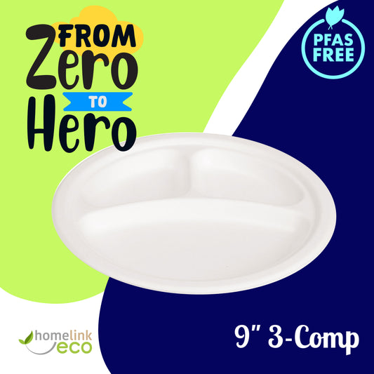 9" 3-Compartment Plate