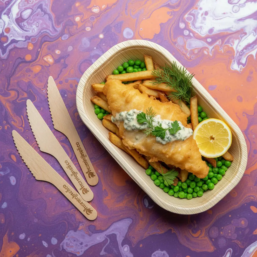 16cm Compostable Wooden Knife Bulk UK | FSC-Certified Biodegradable Knife | Eco Plastic-Free Cutlery for Takeaways, Events & Catering Homelink ECO